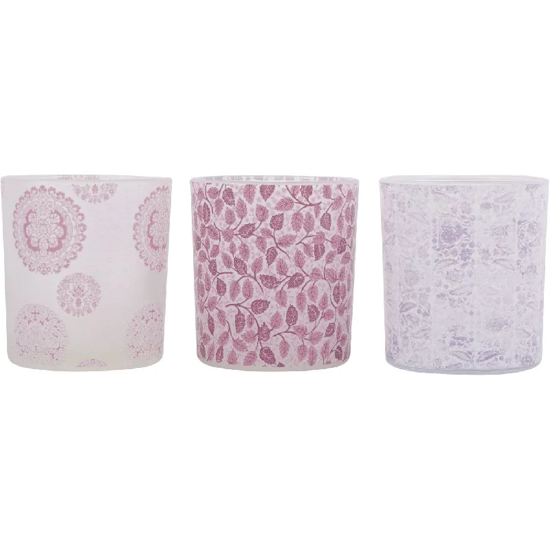 Low - voltage track lighting for safetyLaura Ashley Set Of 3 Frosted Garner Leaf Mixed Glass Votives