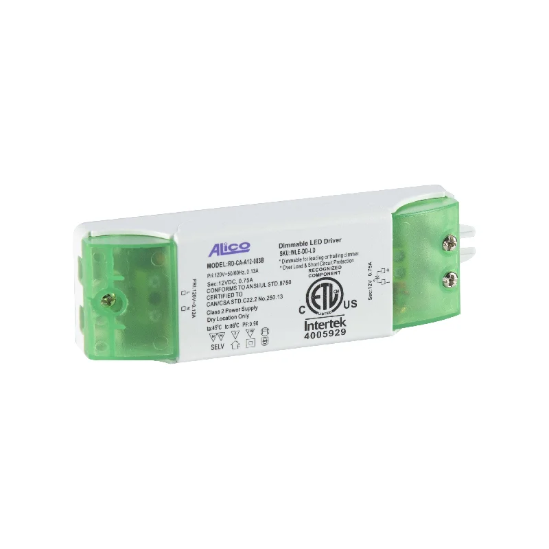 Track lighting for task lighting in workshopsDimmable Driver for LED (or ZeeLED), 12 VDC, 9W, 0.73mA Max