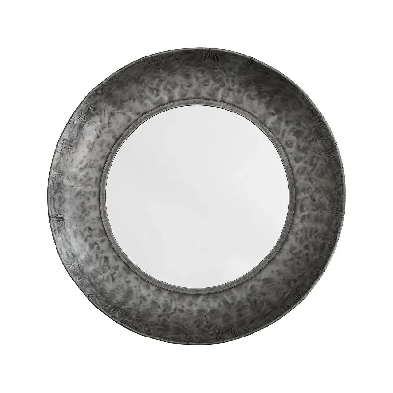 Track lighting with clear glass shades36" Round Hammered Mirror