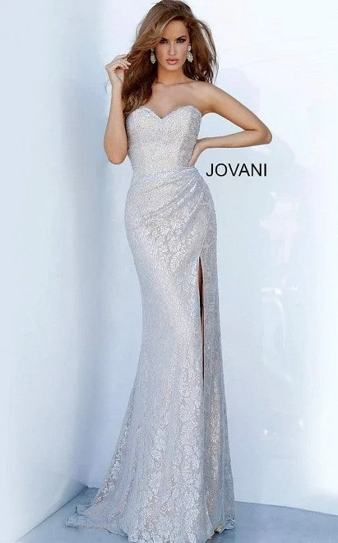 Jovani 02454 Prom Long Formal Strapless Lace Dress