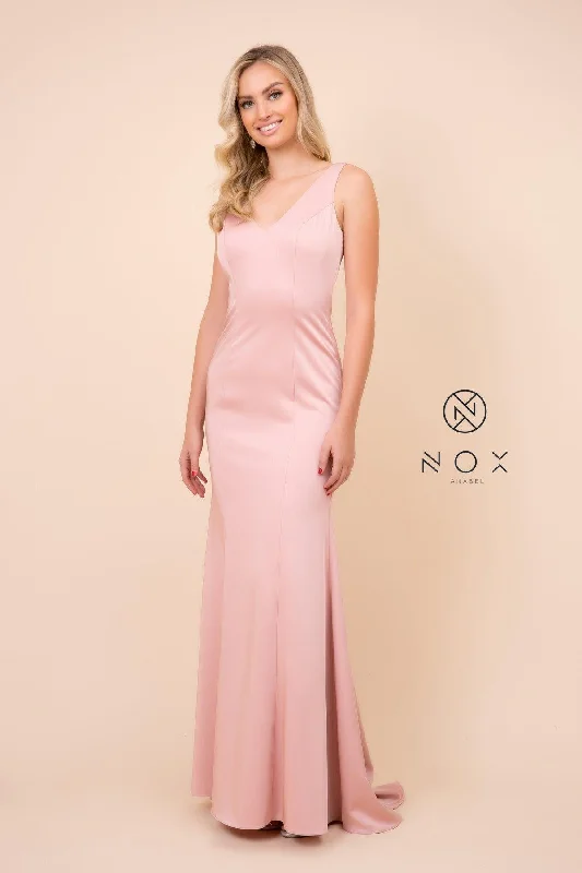 Long Formal V Neck Bridesmaid Dress Sale