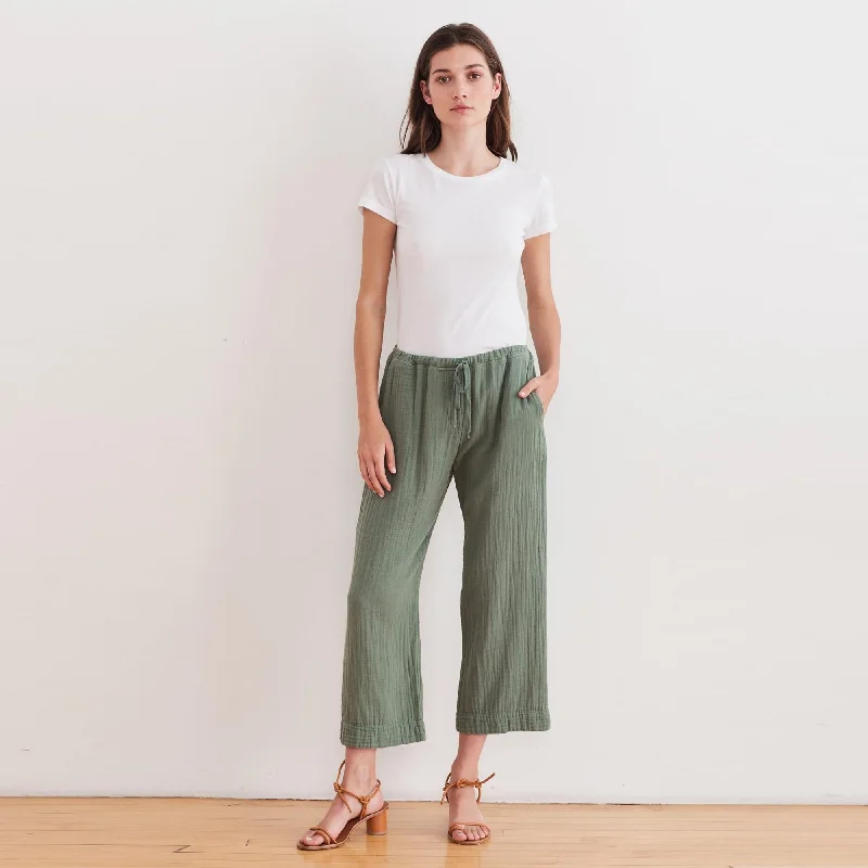 Sidney Cotton Gauze Pant (Moss)