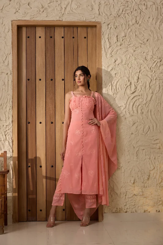 Aarya Pink Embroidered Georgette Kurta Set