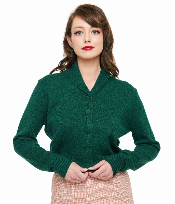 1950s Forest Green Cropped Cardigan