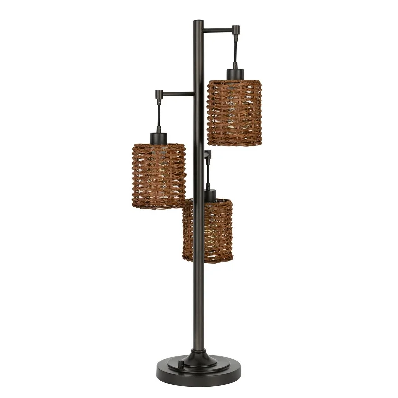 fabric table lamps with a linen shade for a relaxed and breathable lookfabric table lamps with a linen shade for a relaxed and breathable look37 Inch Metal Table Lamp, 3 Hanging Rattan Shades, Bronze Black