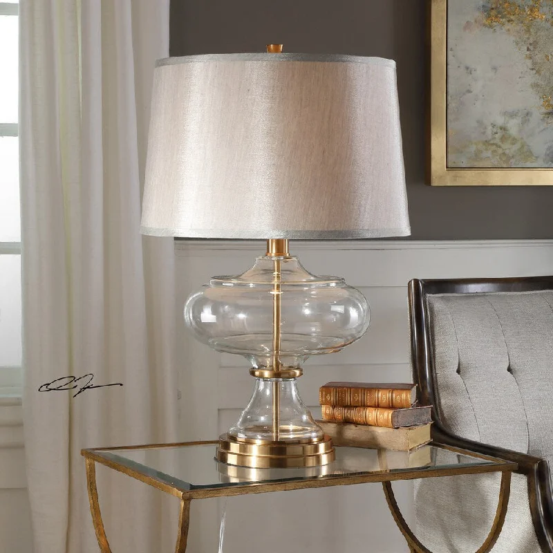 modern minimalist table lamps for contemporary living roomsmodern minimalist table lamps for contemporary living roomsUttermost Jelani Brushed Brass/Clear/Light Grey Metal/Glass/Linen Table Lamp